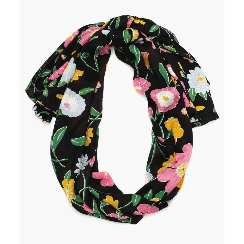 Kate Spade New York Floral Garden Oblong Scarf Black Pink Yellow O/S NWT